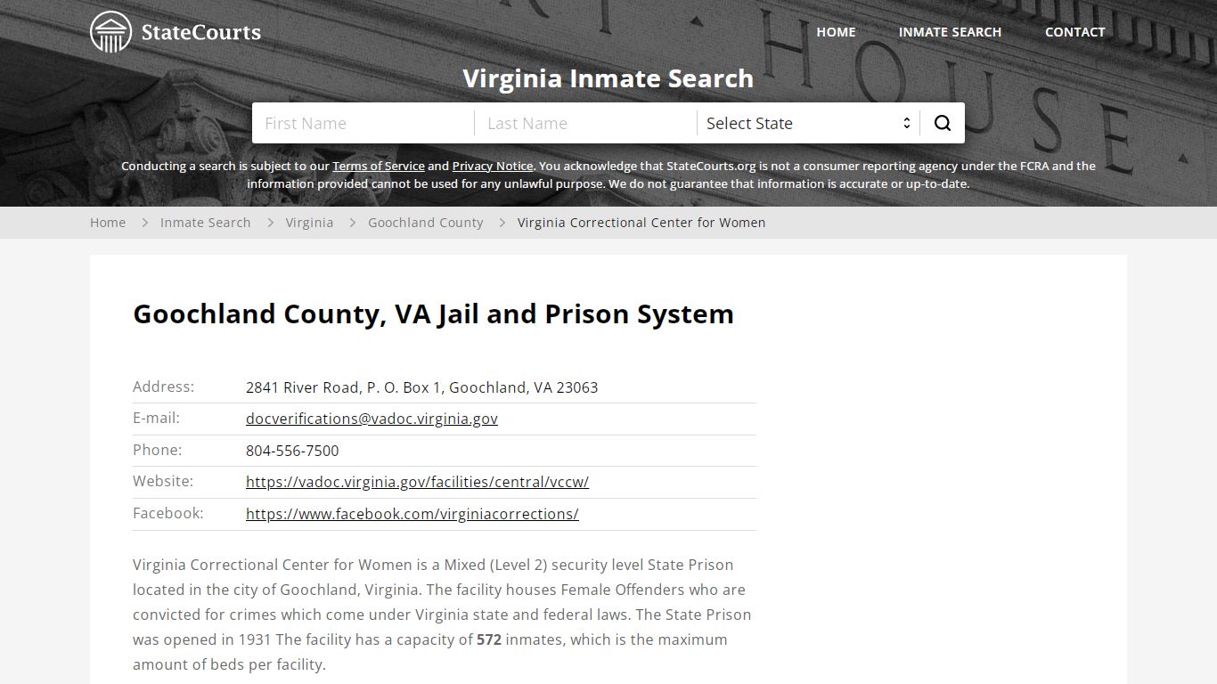 Virginia Correctional Center for Women Inmate Records Search, Virginia ...